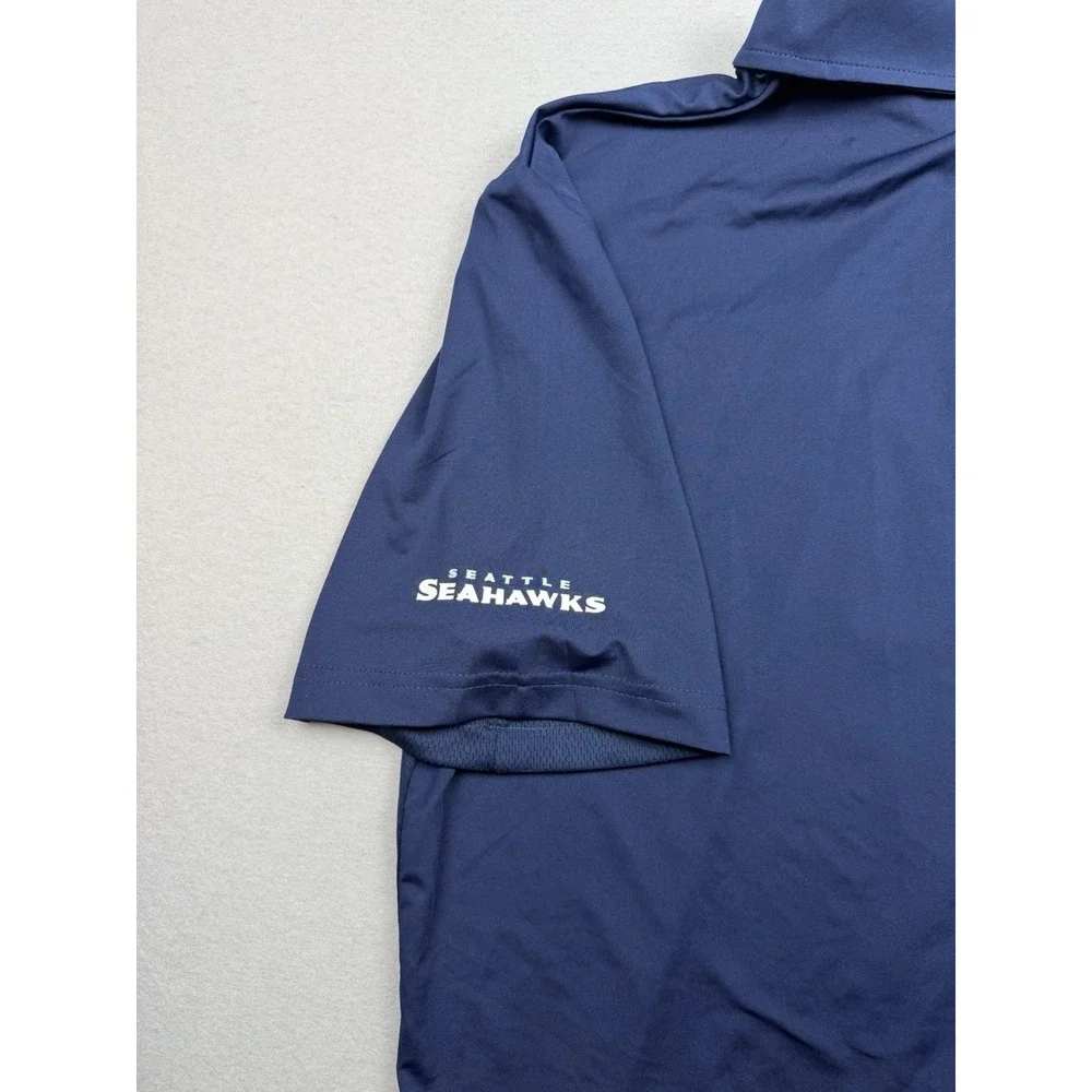 Seattle Seahawks Polo Shirt Men's Large Blue NFL Team Apparel Short Sleeve NEW
